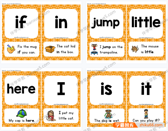 自然拼读高频单词《sight word sentence cards》L1-L5共6册PDF