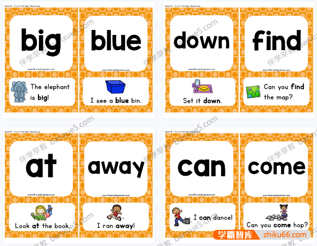 自然拼读高频单词《sight word sentence cards》L1-L5共6册PDF文档