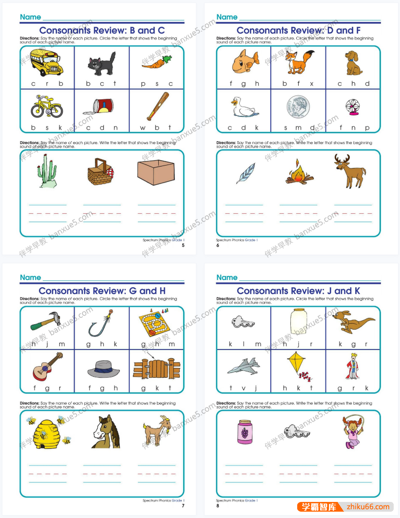 自然拼读练习册《Spectrum Word and Phonics》GK-G6共7册PDF文档