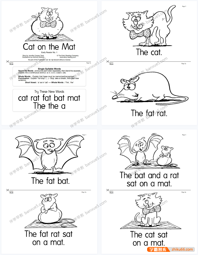 少儿英语绘本《Fantastic Phonics系列》60本自然拼读黑白绘本PDF