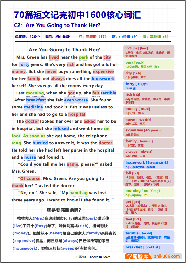 70篇短文记完初中英语1600核心词汇(MP3音频+高清PDF文档)