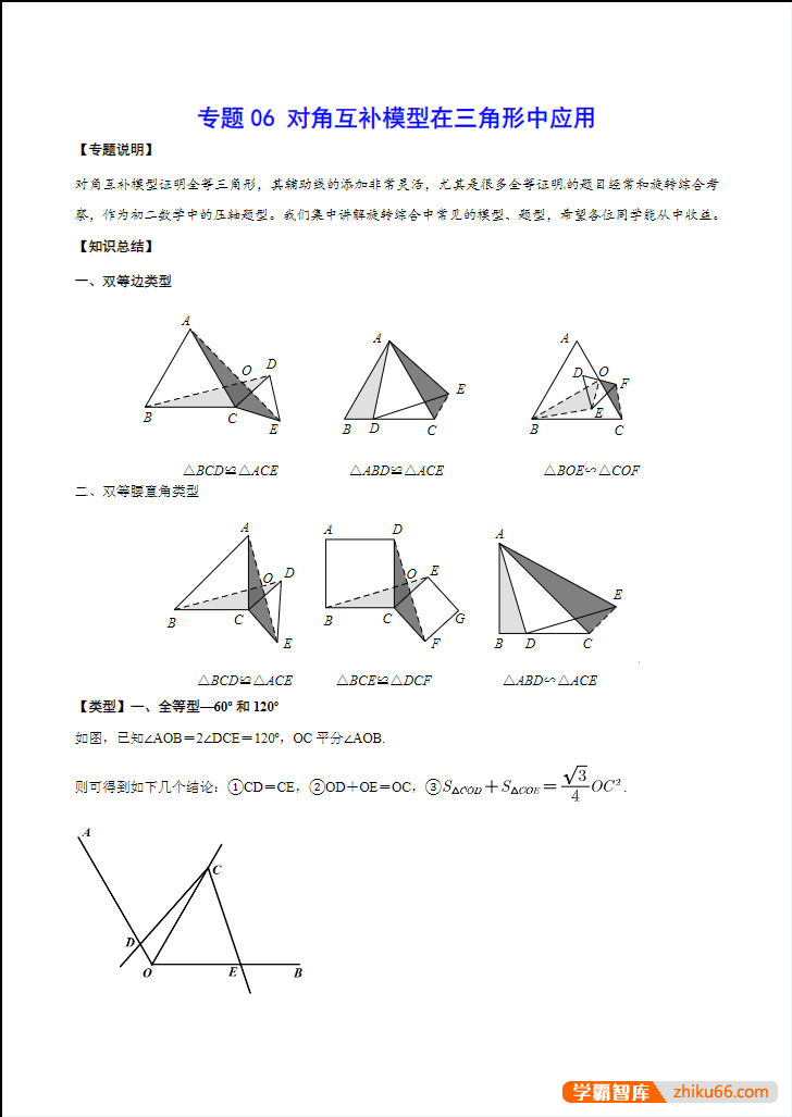 初中数学中考专题复习(数学必考考点分类汇编)