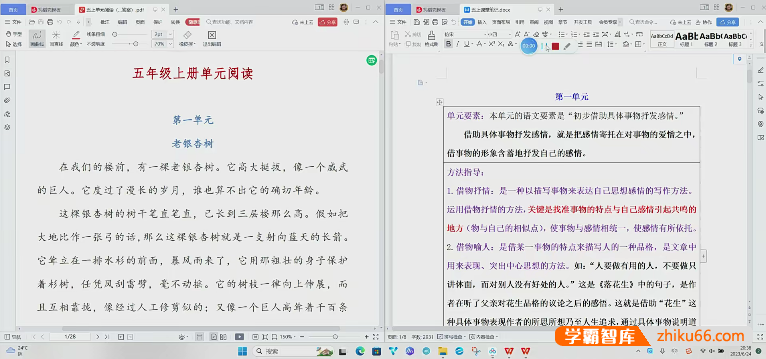陈怡小学五年级语文阅读理解上下册同步课程
