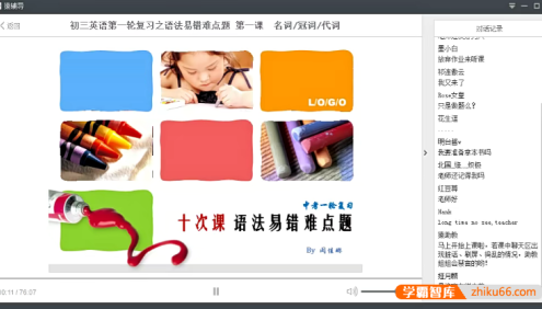 【闵佳琳英语】闵佳琳初三英语第一轮复习之语法易错难点题精讲