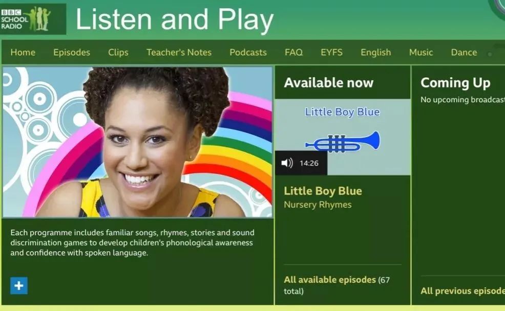 BBC 儿童广播《Listen and Play》音频和PDF(歌谣歌词、重点词汇、游戏指导)适合3-5岁