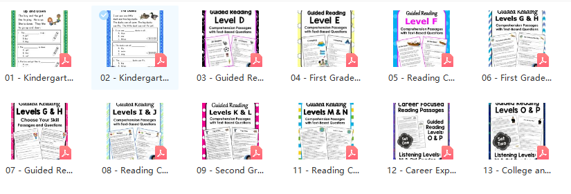 美国中小学阅读理解-Guided Reading-1-13册（PDF）