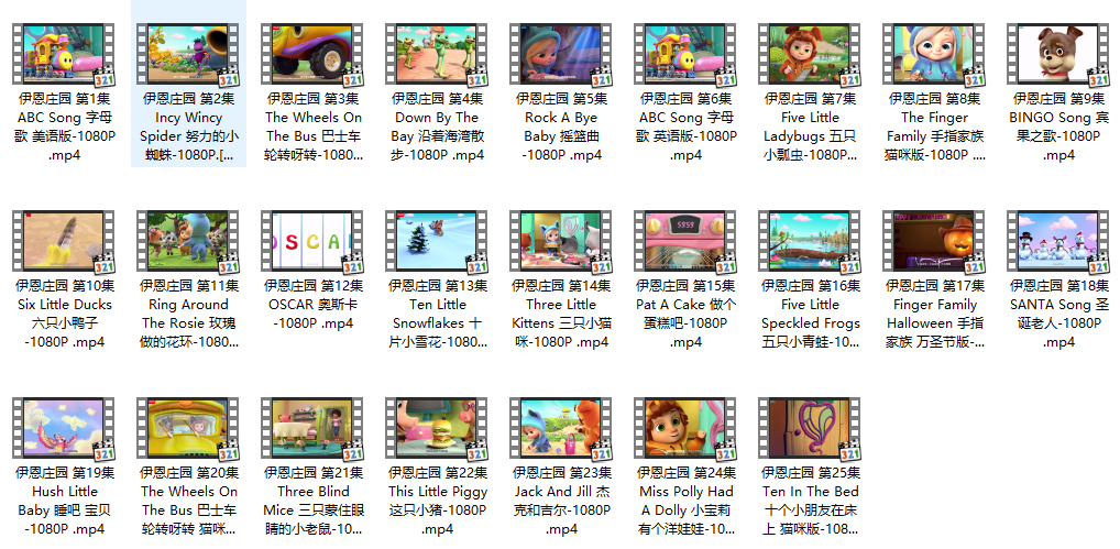 伊恩庄园认知启蒙英文儿歌(25集MP4视频)