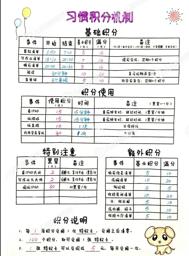全套儿童时间管理工具表格-共20个系列分享（PDF）