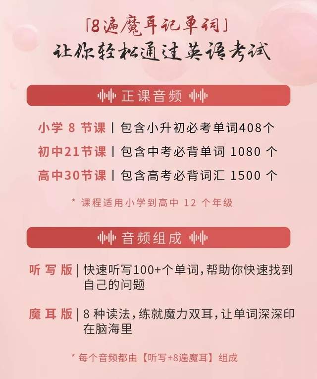 “8遍魔耳记单词”，让你轻松通过英语考试（小学+初中+高中）