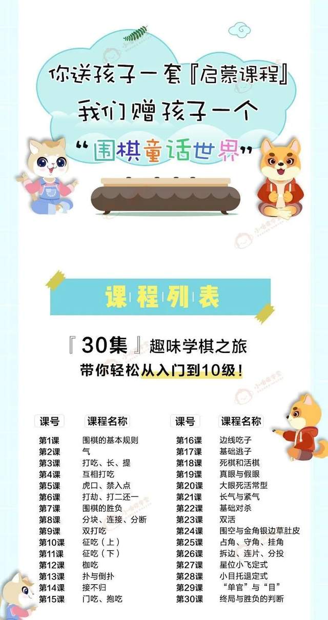 小喵小汪学围棋，30节视频课程让孩子静气、磨性子、玩出大智慧